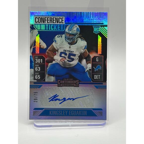 2024 Contenders Kingsley Eguakun Rookie Conference Ticket Auto 29/75 SP Lions RC - Picture 1 of 2